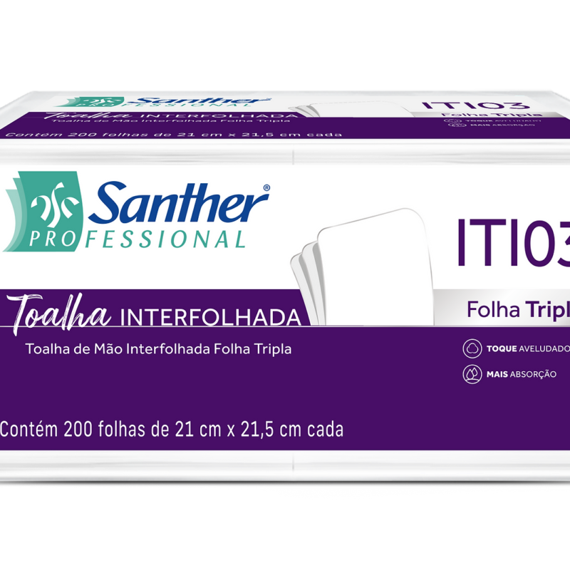 TOALHA DE PAPEL INTERFOLHA SANTHER FOLHA TRIPLA C/200FL (ITI03) UNIDADE