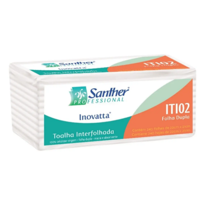 TOALHA DE PAPELSANTHER FOLHA DUPLA INTERFOLHA C/240FL (ITI02) UNIDADE