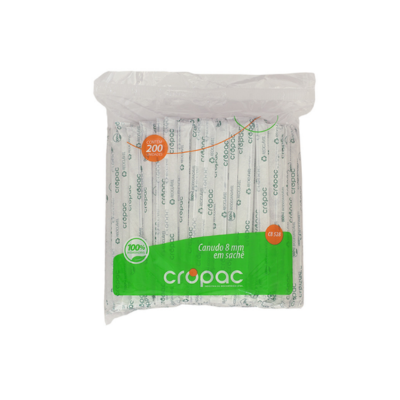 CB-530 CANUDO BIODEGRADAVEL 8 MM SACHE 200X8MM C/100UN TRANSLUCIDO CROPAC