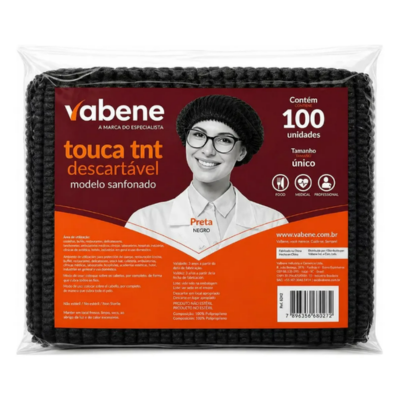 TOUCA TNT SANFONADA PRETA 100UN/PCT VABENE